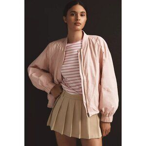 Maeve Anthropologie Pink Zip-Up Balloon Sleeve Bomber Jacket, Size Large
